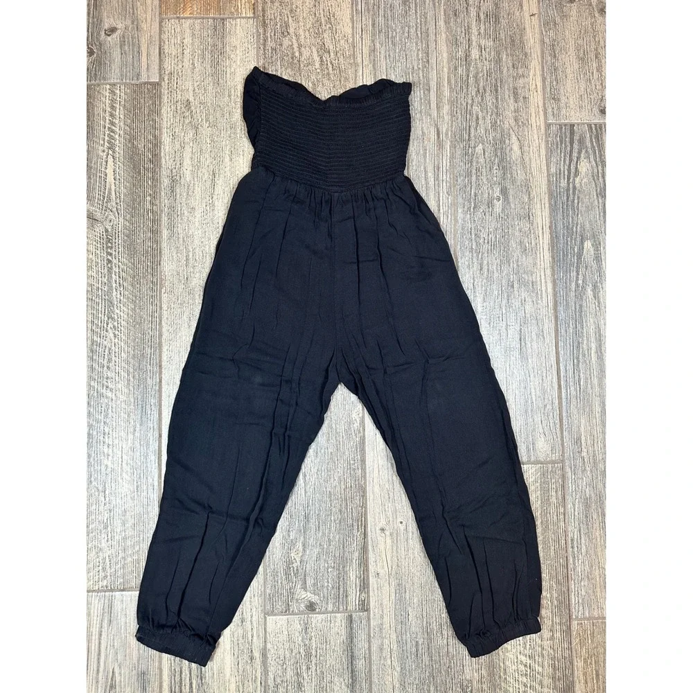 Le Lis Collection Womens Jumpsuit Strapless Drawstring Black Size M Medium‎